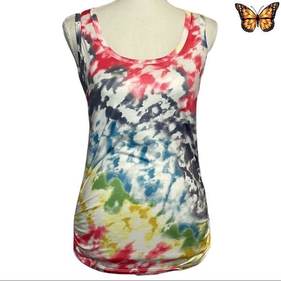 WAREHOUSE One Tie Dye Side Ruched Tank Size Extra Small - Picture 2 of 12